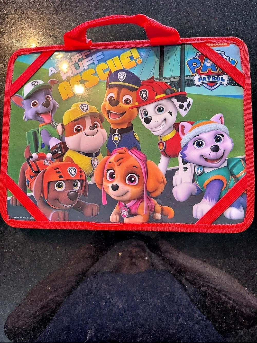 Paw Patrol Kids Blue & Red Bag with Sticker Book and Markers- padded one side to